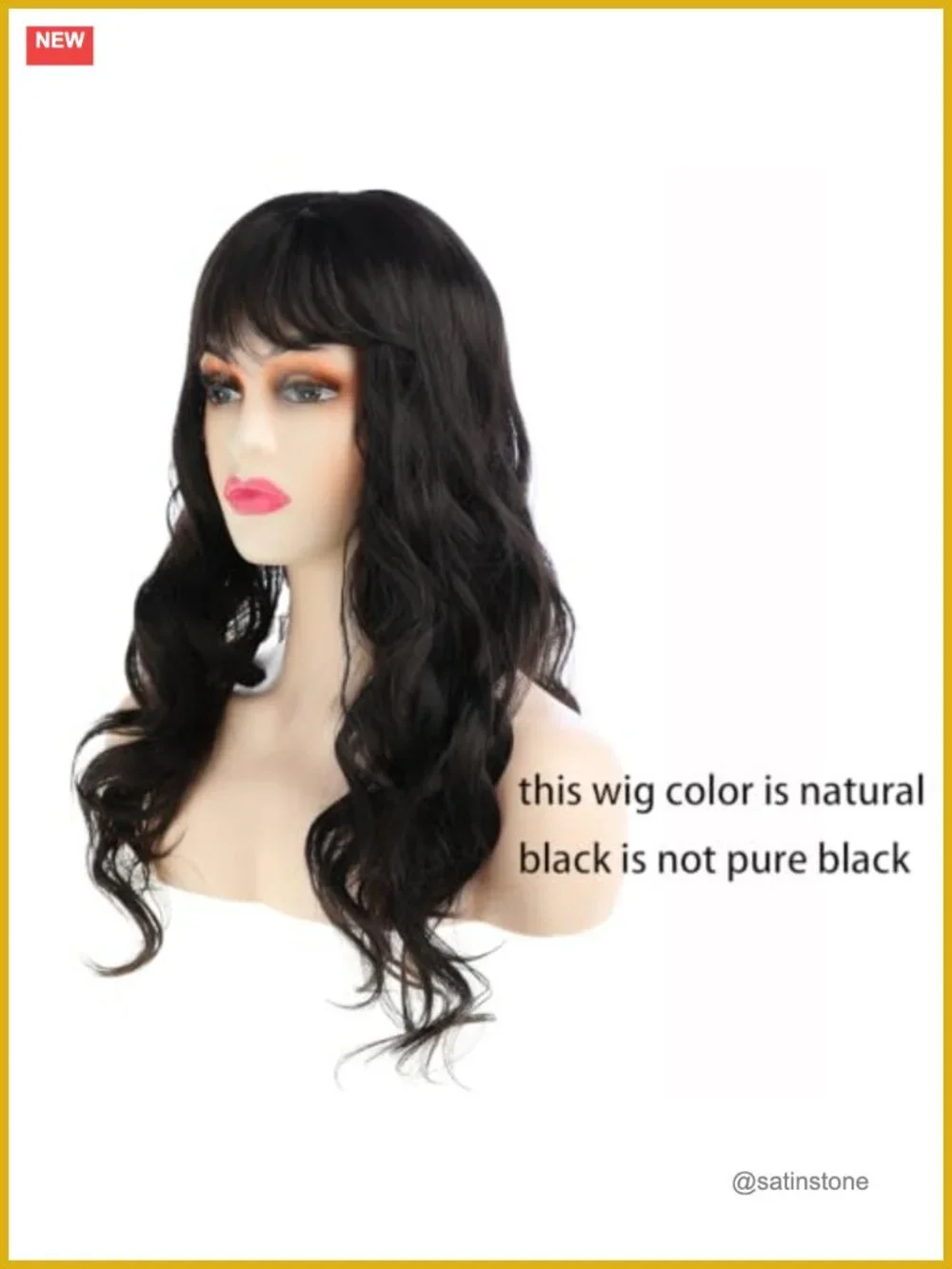 Long Layered Natural Wavy Synthetic Wig with Bangs, Heat Resistant, Adjustable